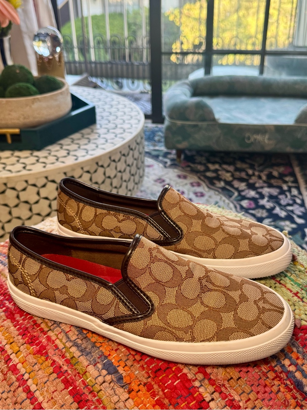 Coach Chrissy Slip-on Sneakers in khaki and brown signature logo - Picture 2 of 9